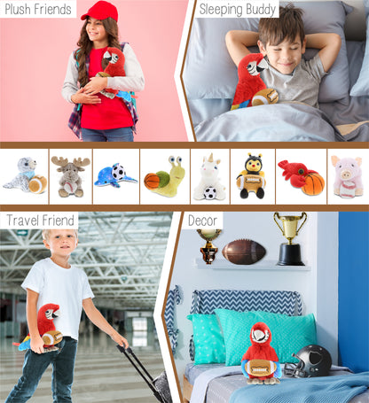 SUPER SOFT PLUSH - RED PARROT WITH FOOTBALL PLUSH