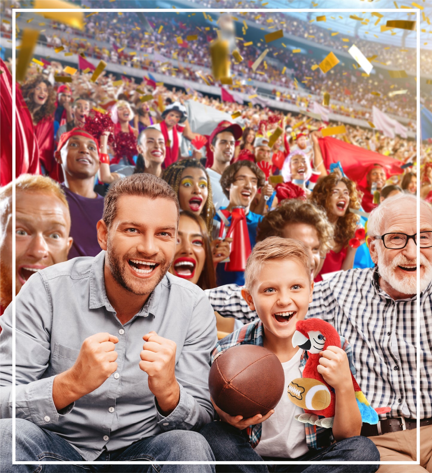 SUPER SOFT PLUSH - RED PARROT WITH FOOTBALL PLUSH
