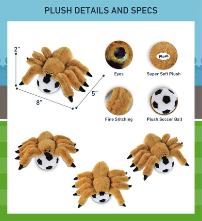 SUPER SOFT PLUSH - BROWN SPIDER WITH SOCCER PLUSH