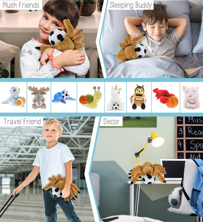 SUPER SOFT PLUSH - BROWN SPIDER WITH SOCCER PLUSH