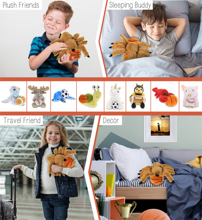 SUPER SOFT PLUSH - BROWN SPIDER WITH BASKETBALL PLUSH