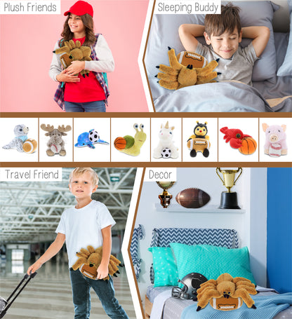 SUPER SOFT PLUSH - BROWN SPIDER WITH FOOTBALL PLUSH