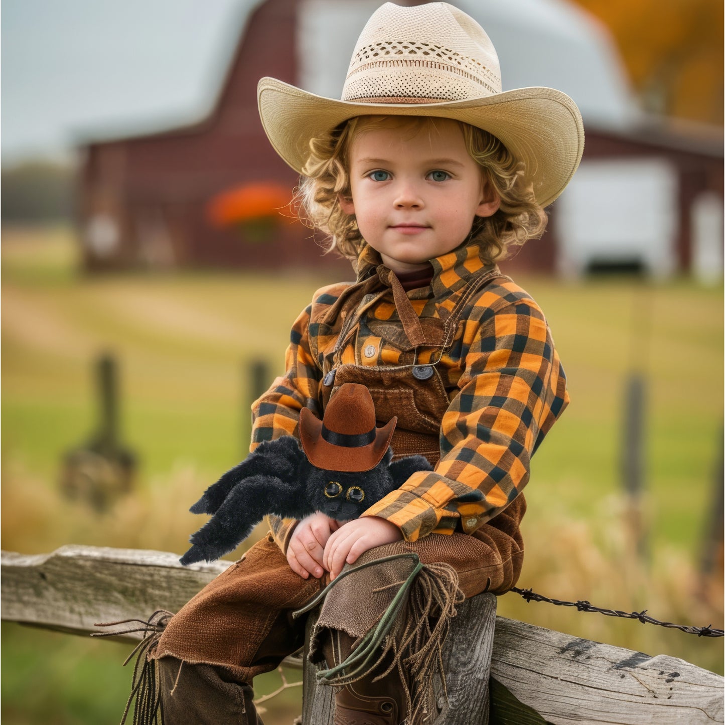 SUPER SOFT PLUSH - BLACK SPIDER COWBOY DRESS UP