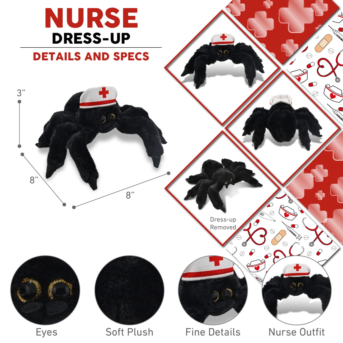 SUPER SOFT PLUSH - BLACK SPIDER NURSE