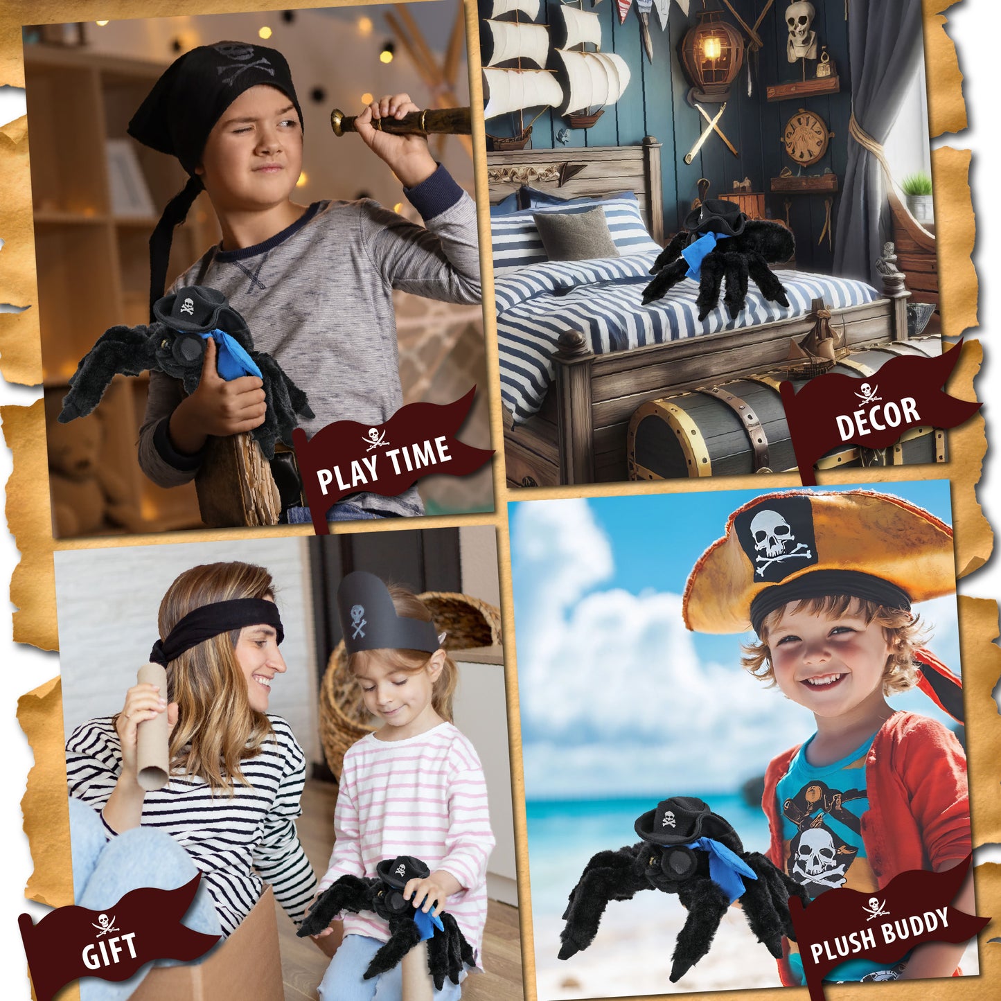 SUPER SOFT PLUSH - BLACK SPIDER PIRATE DRESS UP