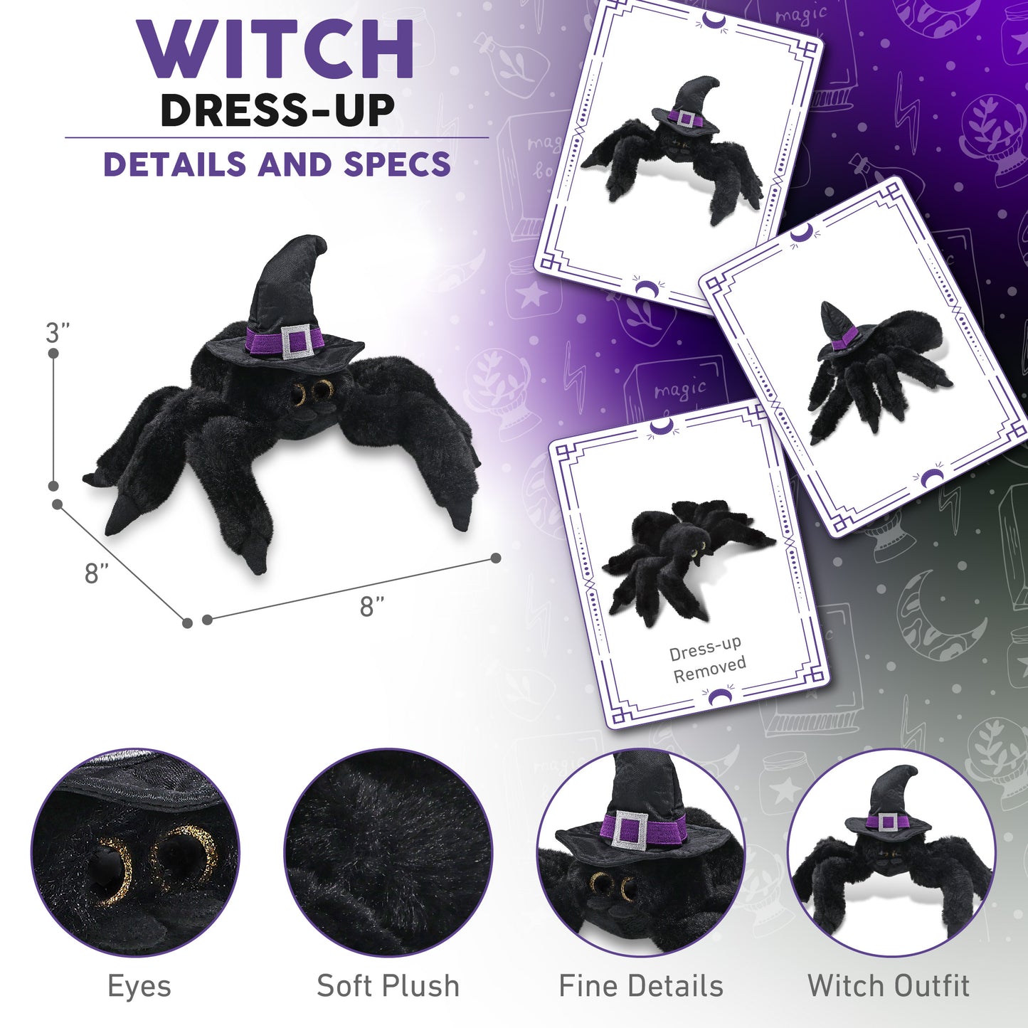SUPER SOFT PLUSH - BLACK SPIDER WITCH DRESS UP