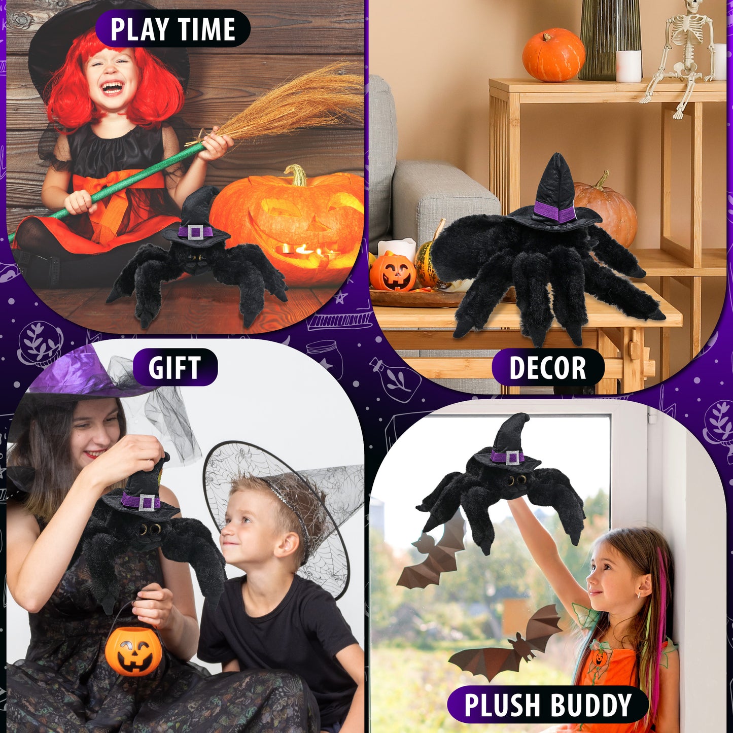 SUPER SOFT PLUSH - BLACK SPIDER WITCH DRESS UP