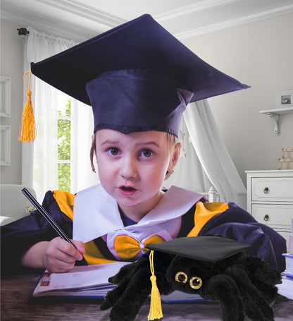 DolliBu Black Spider Graduation Plush with Graduation Cap with Tassel - 8 inch