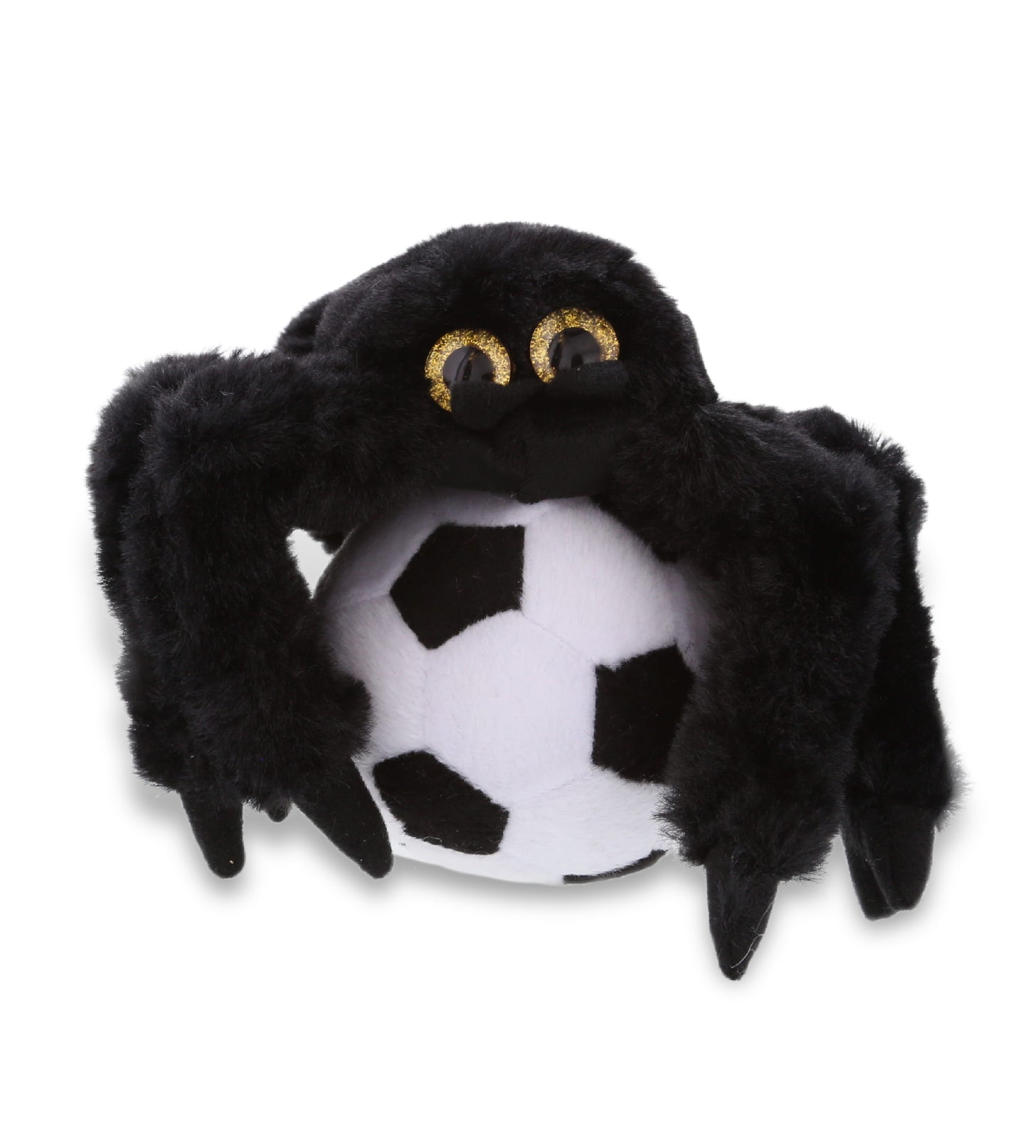 PLUSH SOCCER BALL - SUPER SOFT PLUSH - BLACK SPIDER