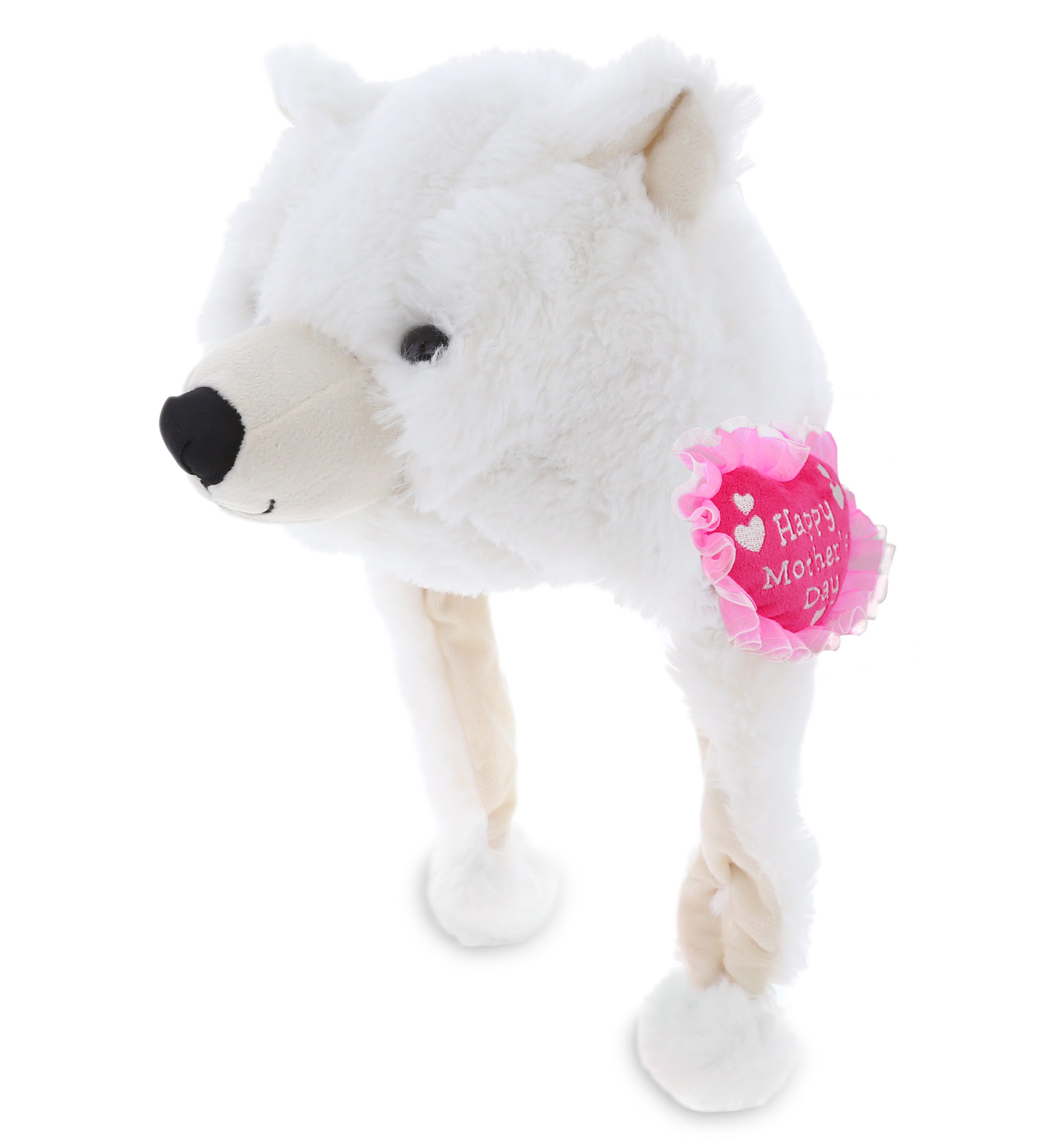 PLUSH MOTHERS DAY HEART - SUPER SOFT PLUSH HAT - POLAR BEAR