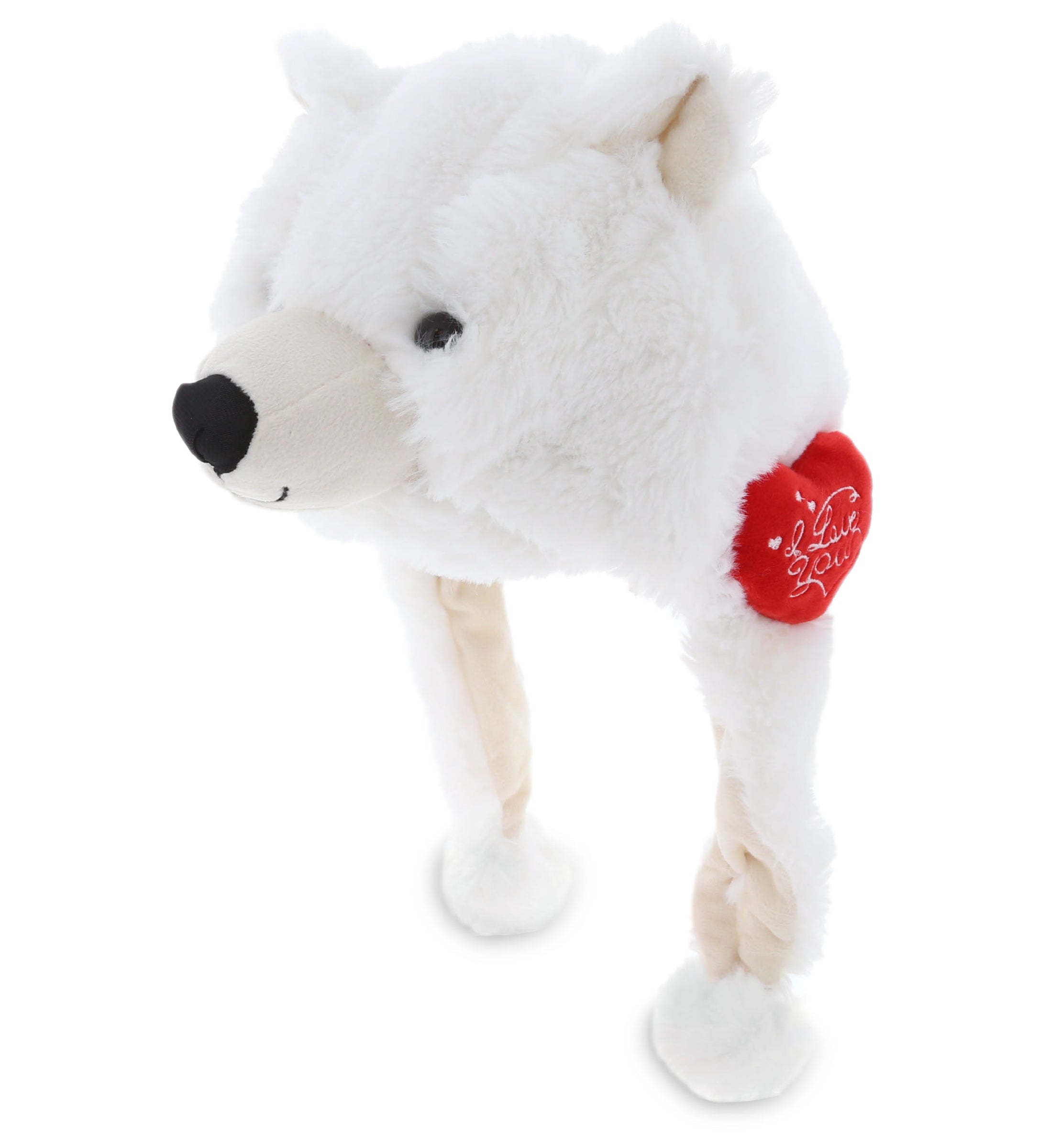 PLUSH I LOVE YOU RED HEART - SUPER SOFT PLUSH HAT - POLAR BEAR