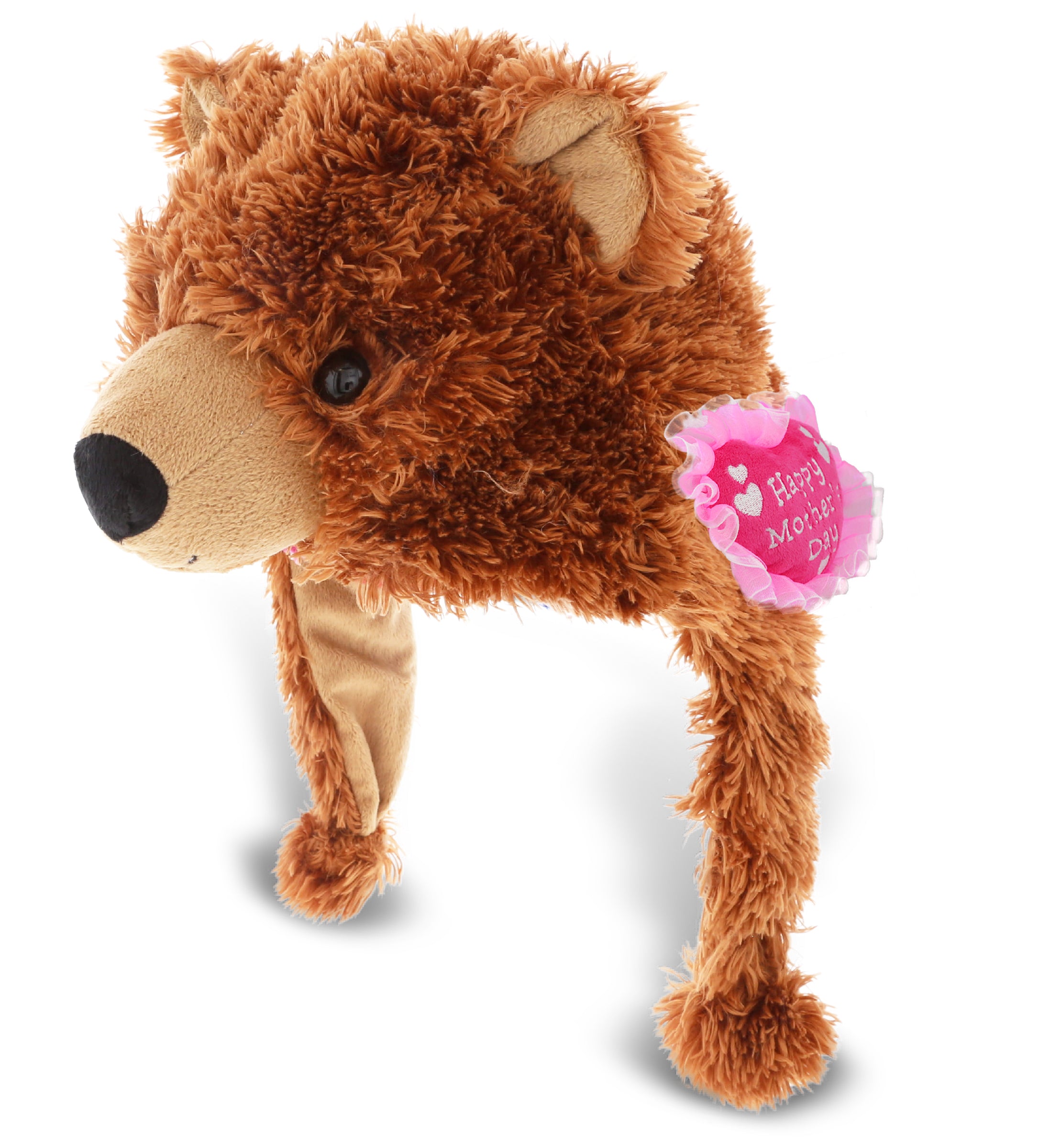 PLUSH MOTHERS DAY HEART - SUPER SOFT PLUSH HAT - GRIZZLY BEAR