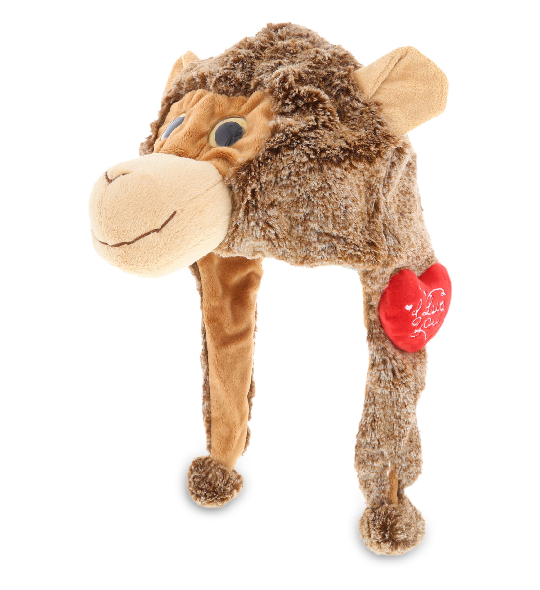 PLUSH I LOVE YOU RED HEART - SUPER SOFT PLUSH HAT - MONKEY