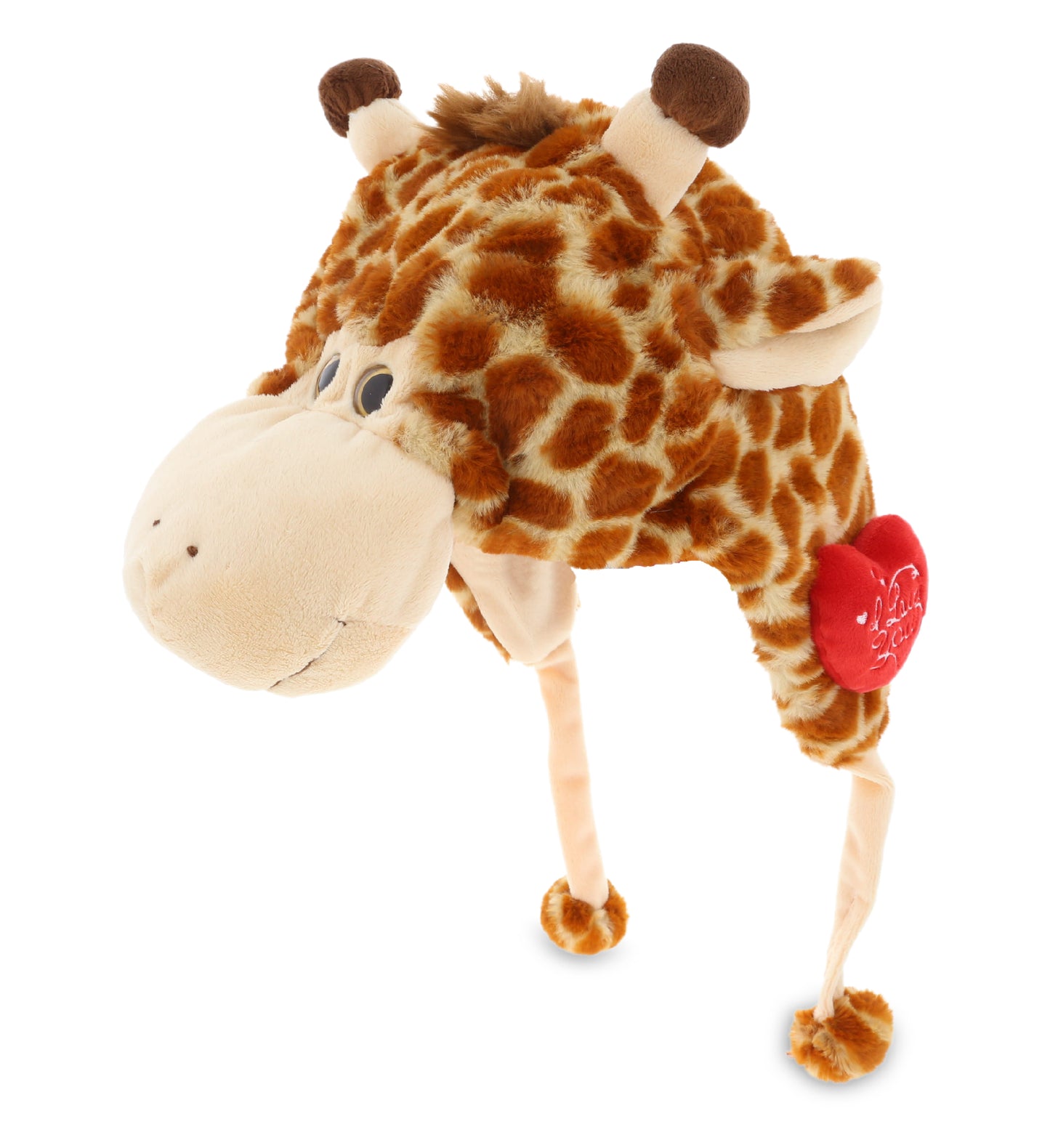 PLUSH I LOVE YOU RED HEART - SUPER SOFT PLUSH HAT - GIRAFFE
