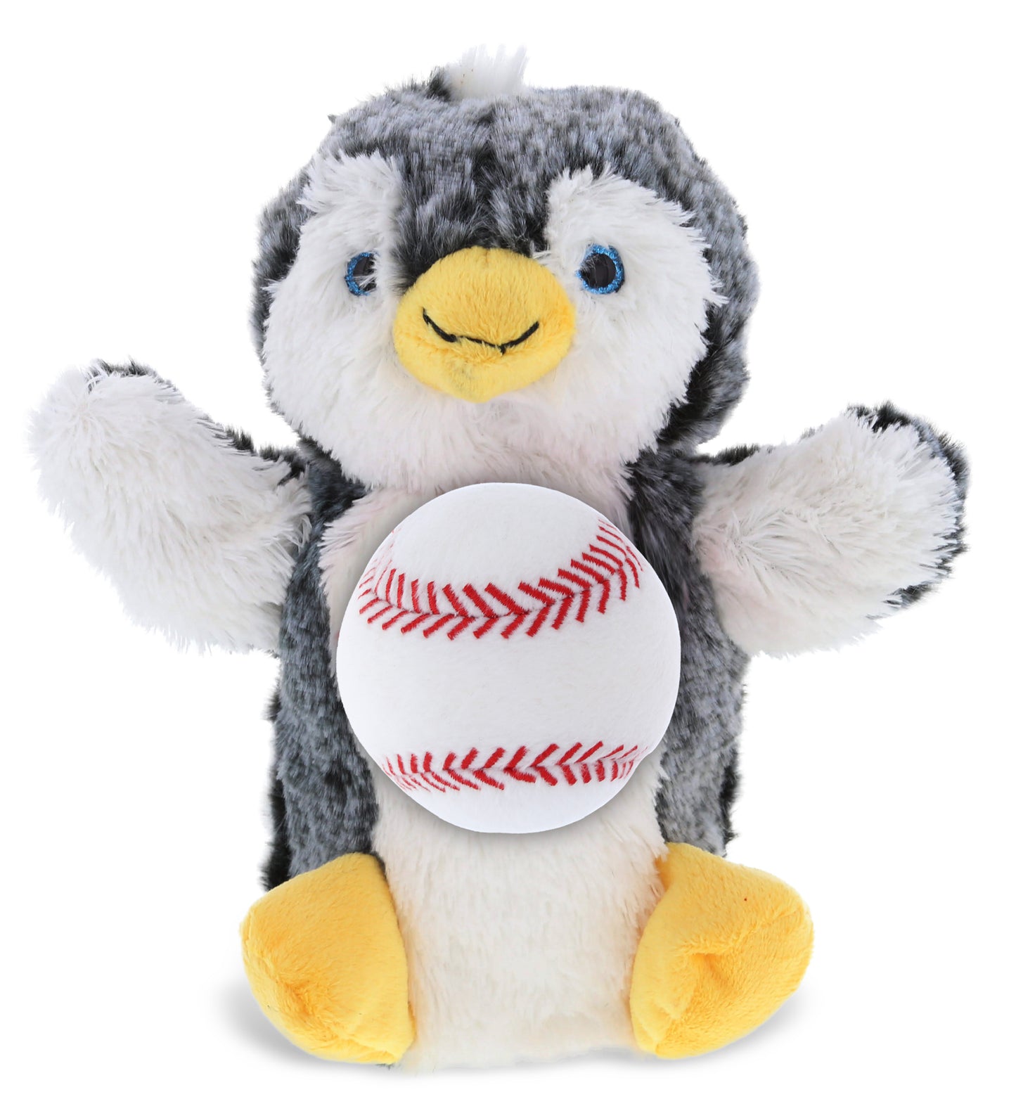 SUPER SOFT PLUSH HAND PUPPET - PENGUIN WITH BASEBALL PLUSH