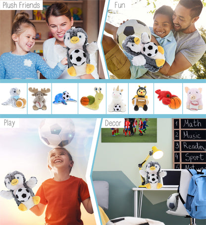 SUPER SOFT PLUSH HAND PUPPET - PENGUIN WITH SOCCER PLUSH