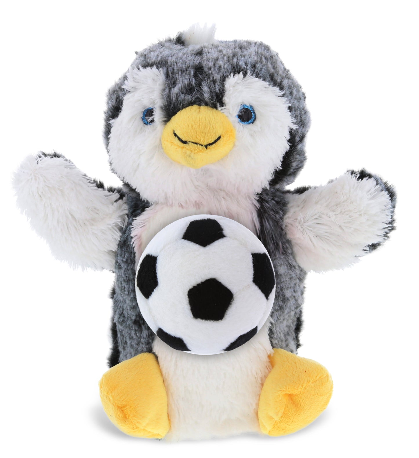 SUPER SOFT PLUSH HAND PUPPET - PENGUIN WITH SOCCER PLUSH