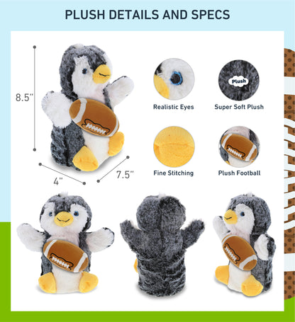 SUPER SOFT PLUSH HAND PUPPET - PENGUIN WITH FOOTBALL PLUSH