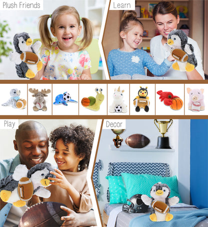 SUPER SOFT PLUSH HAND PUPPET - PENGUIN WITH FOOTBALL PLUSH