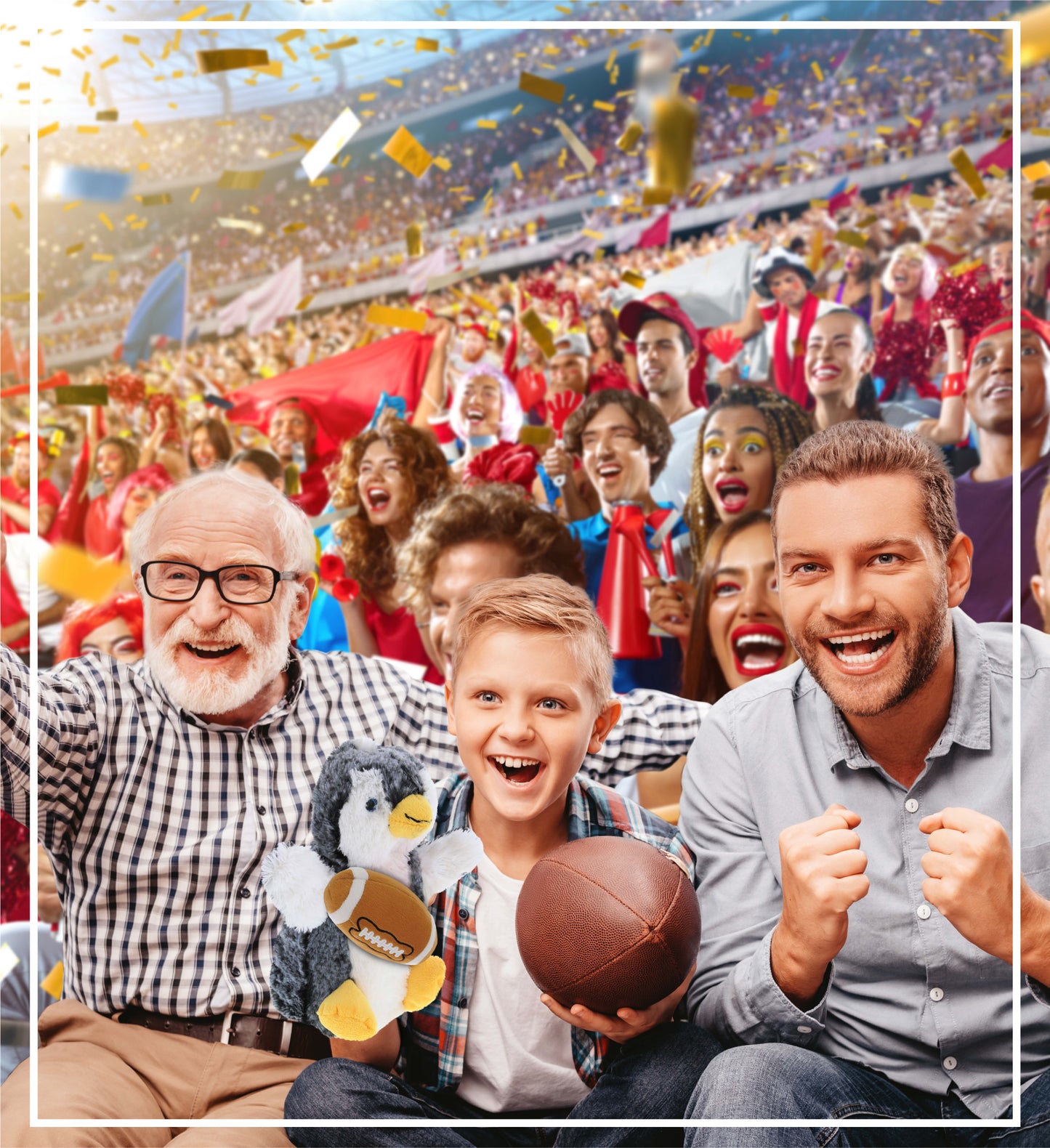 SUPER SOFT PLUSH HAND PUPPET - PENGUIN WITH FOOTBALL PLUSH