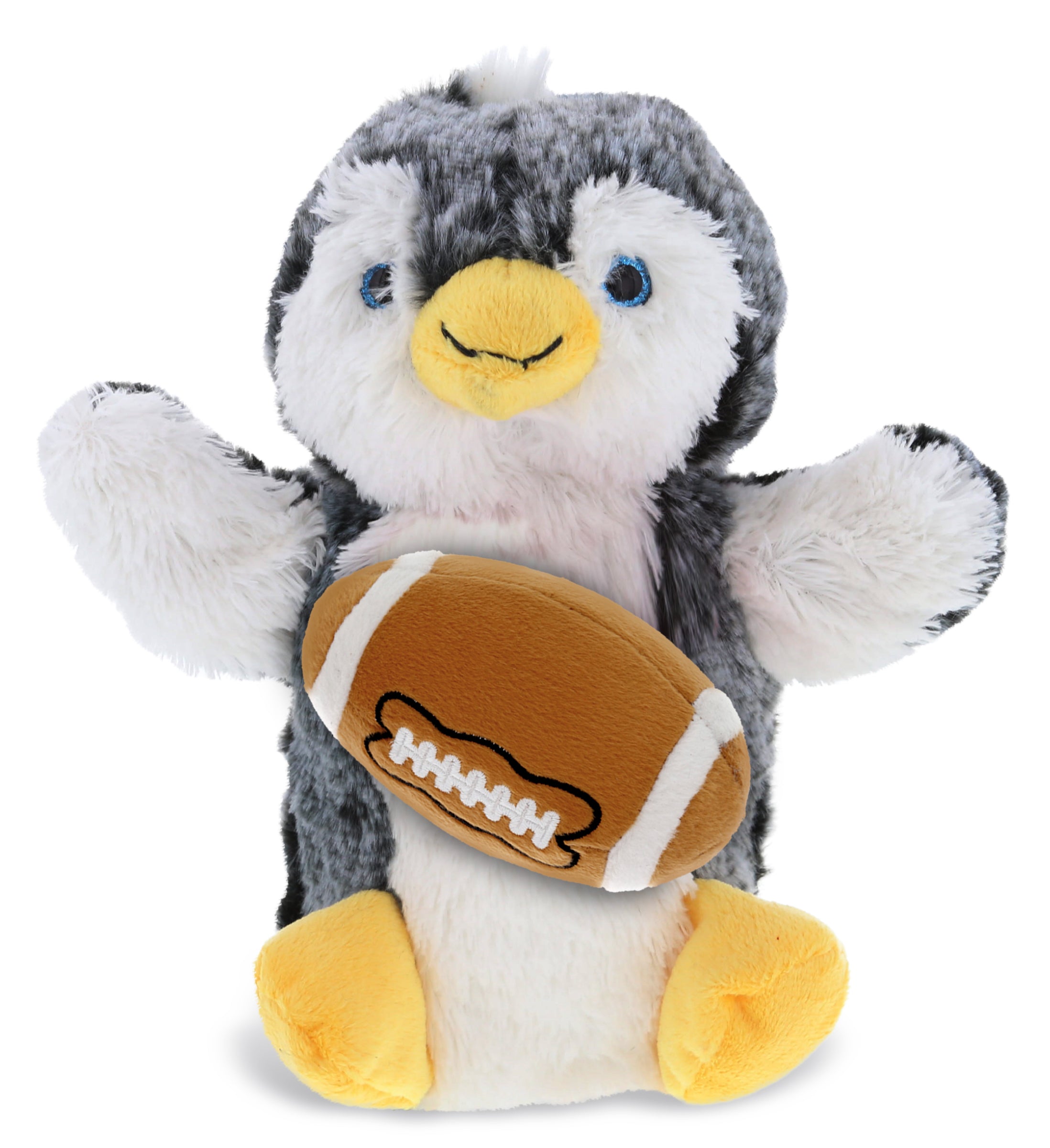 SUPER SOFT PLUSH HAND PUPPET - PENGUIN WITH FOOTBALL PLUSH