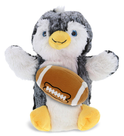 SUPER SOFT PLUSH HAND PUPPET - PENGUIN WITH FOOTBALL PLUSH