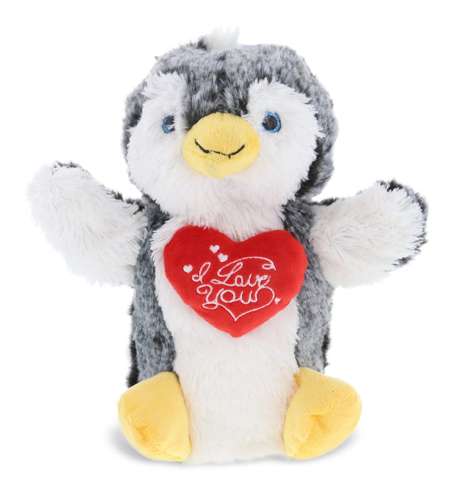 PLUSH I LOVE YOU RED HEART - SUPER SOFT PLUSH HAND PUPPET - PENGUIN