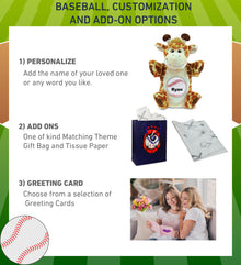 SUPER SOFT PLUSH HAND PUPPET - GIRAFFE WITH BASEBALL PLUSH