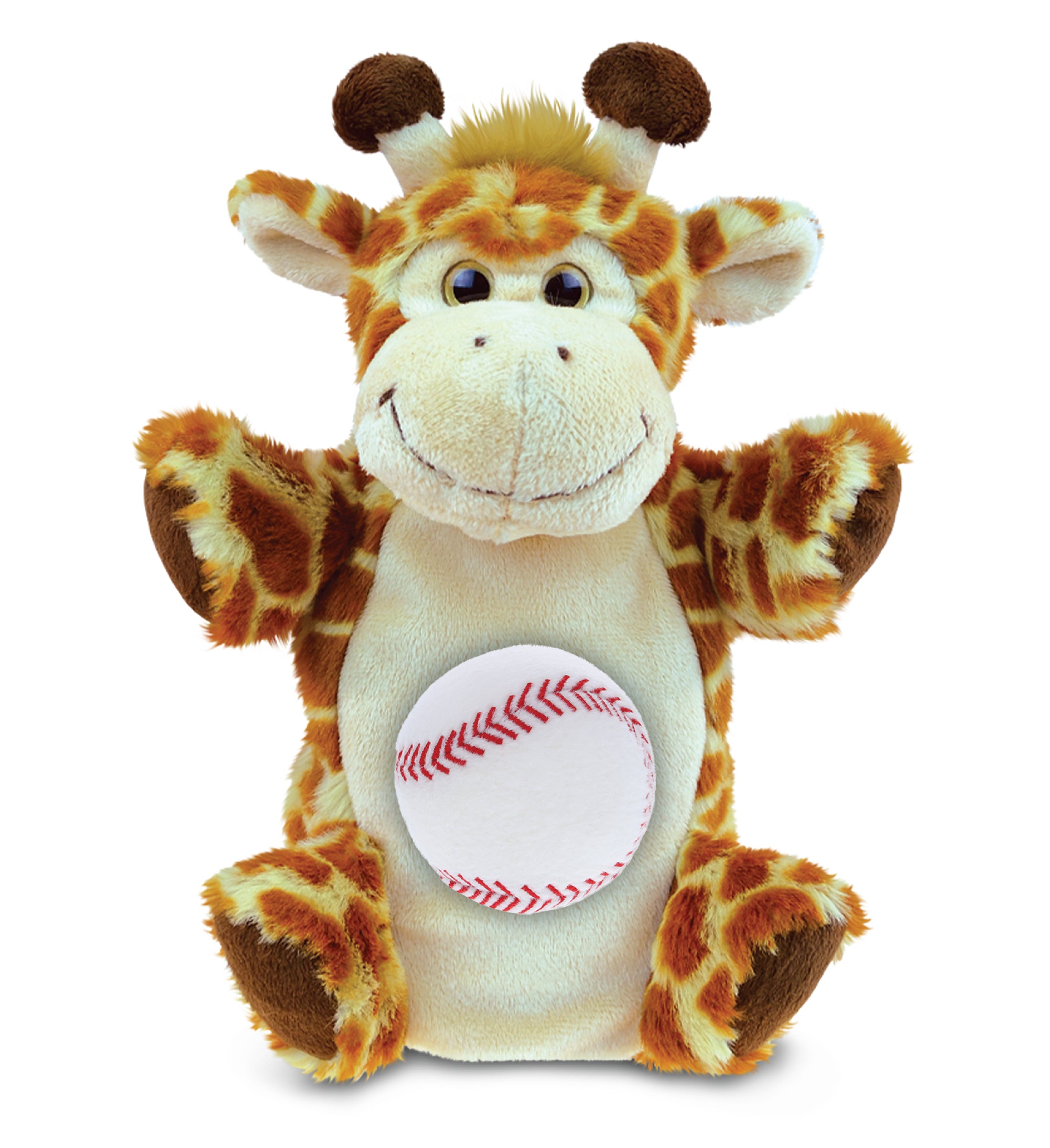 SUPER SOFT PLUSH HAND PUPPET - GIRAFFE WITH BASEBALL PLUSH