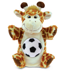 SUPER SOFT PLUSH HAND PUPPET - GIRAFFE WITH SOCCER PLUSH