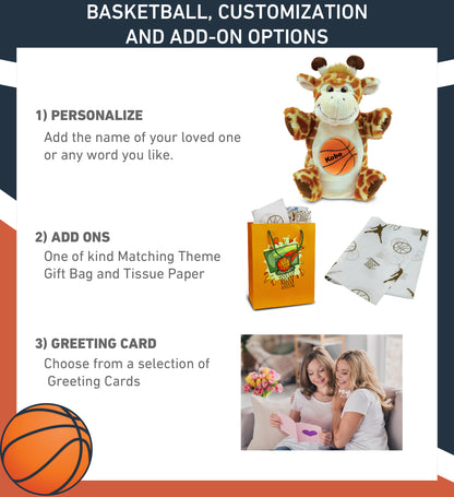 SUPER SOFT PLUSH HAND PUPPET - GIRAFFE WITH BASKETBALL PLUSH