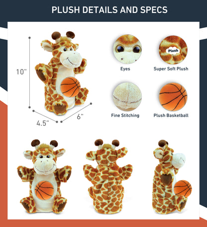 SUPER SOFT PLUSH HAND PUPPET - GIRAFFE WITH BASKETBALL PLUSH