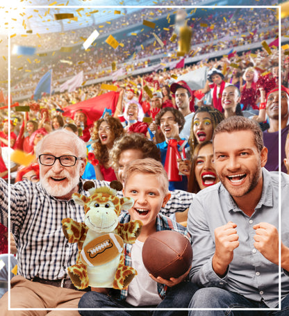 SUPER SOFT PLUSH HAND PUPPET - GIRAFFE WITH FOOTBALL PLUSH