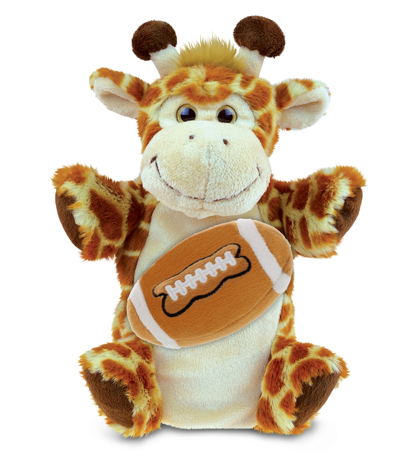 SUPER SOFT PLUSH HAND PUPPET - GIRAFFE WITH FOOTBALL PLUSH