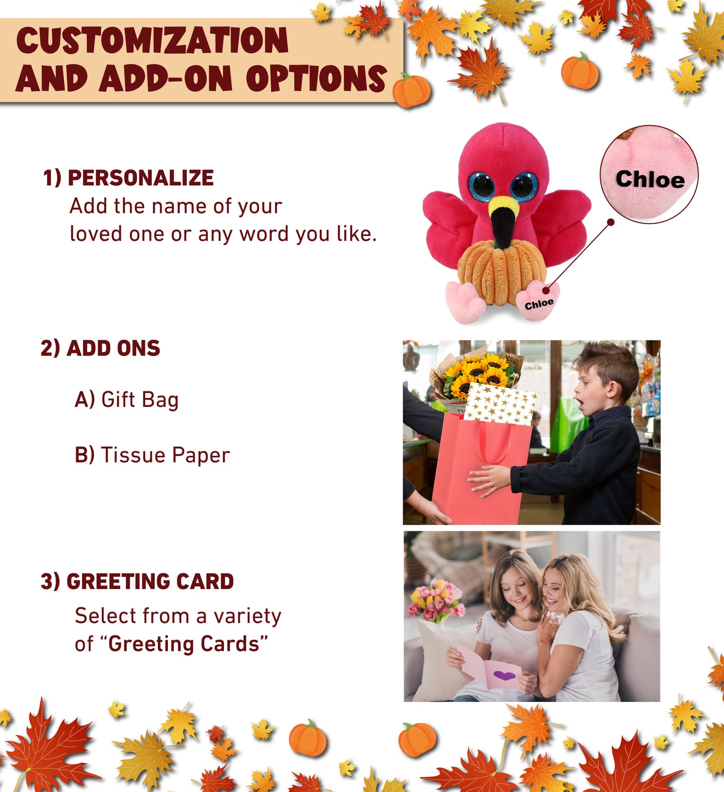 BIG EYE PLUSH - FLAMINGO WITH PUMPKIN PLUSH