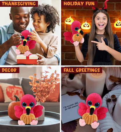 BIG EYE PLUSH - FLAMINGO WITH PUMPKIN PLUSH