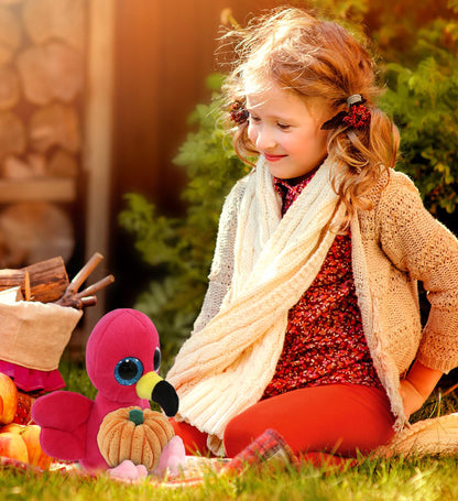 BIG EYE PLUSH - FLAMINGO WITH PUMPKIN PLUSH