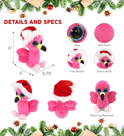 BIG EYE PLUSH - FLAMINGO WITH SANTA DRESS UP
