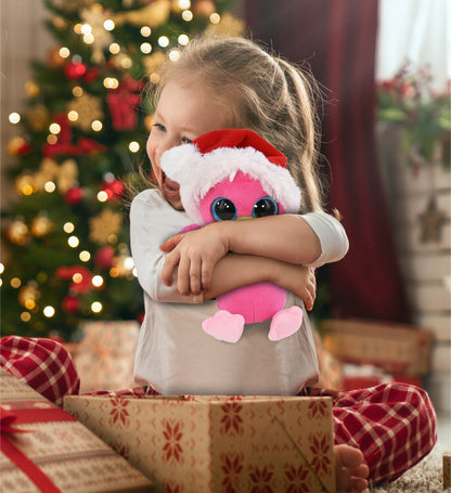 BIG EYE PLUSH - FLAMINGO WITH SANTA DRESS UP
