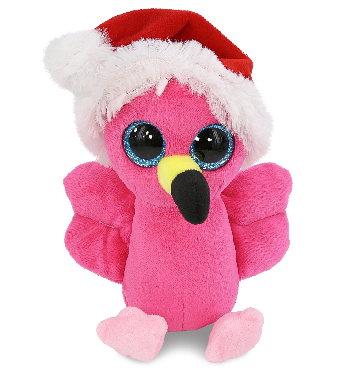 BIG EYE PLUSH - FLAMINGO WITH SANTA DRESS UP