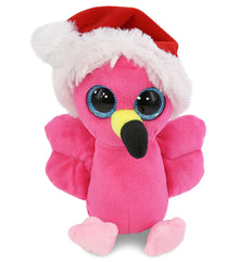 BIG EYE PLUSH - FLAMINGO WITH SANTA DRESS UP