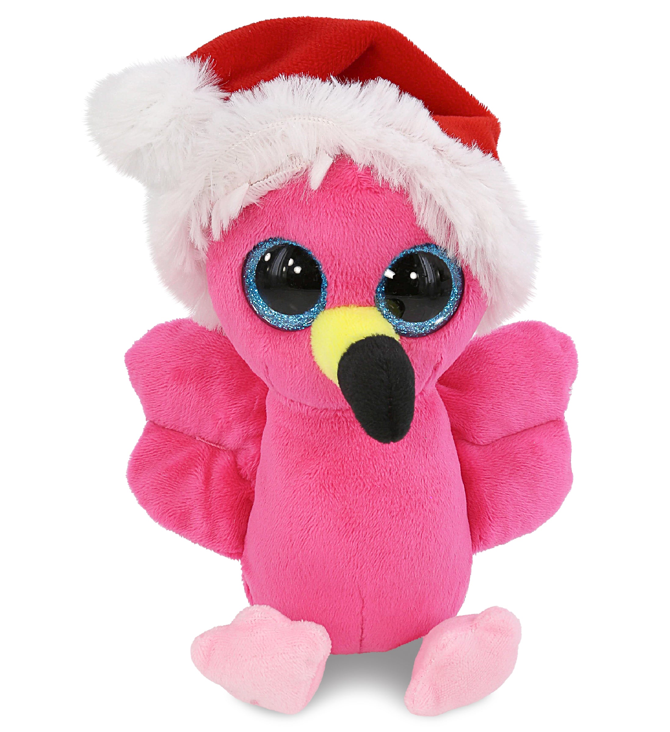 BIG EYE PLUSH - FLAMINGO WITH SANTA DRESS UP