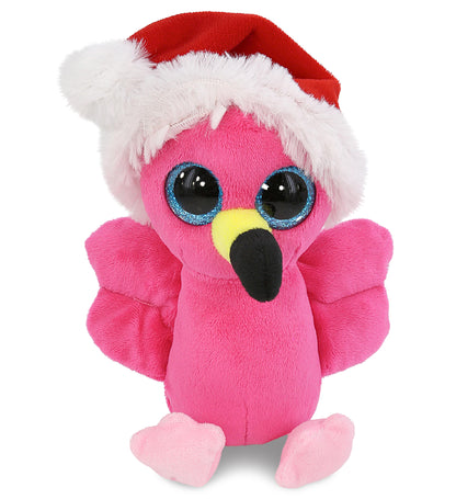 BIG EYE PLUSH - FLAMINGO WITH SANTA DRESS UP