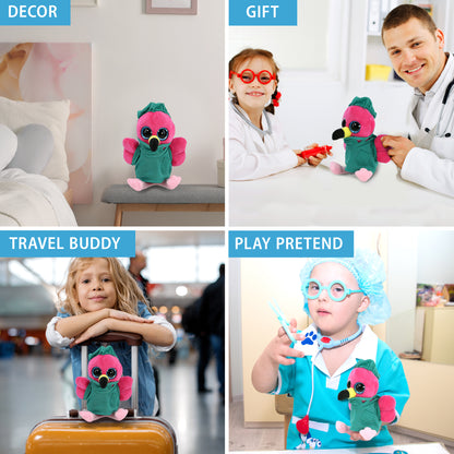 BIG EYE PLUSH - FLAMINGO WITH DOCTOR DRESS UP