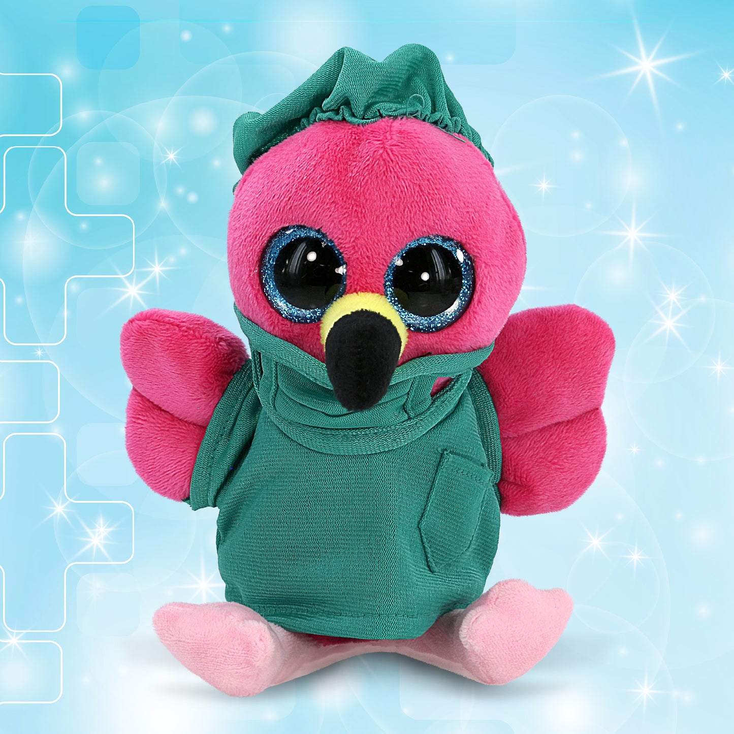 BIG EYE PLUSH - FLAMINGO WITH DOCTOR DRESS UP
