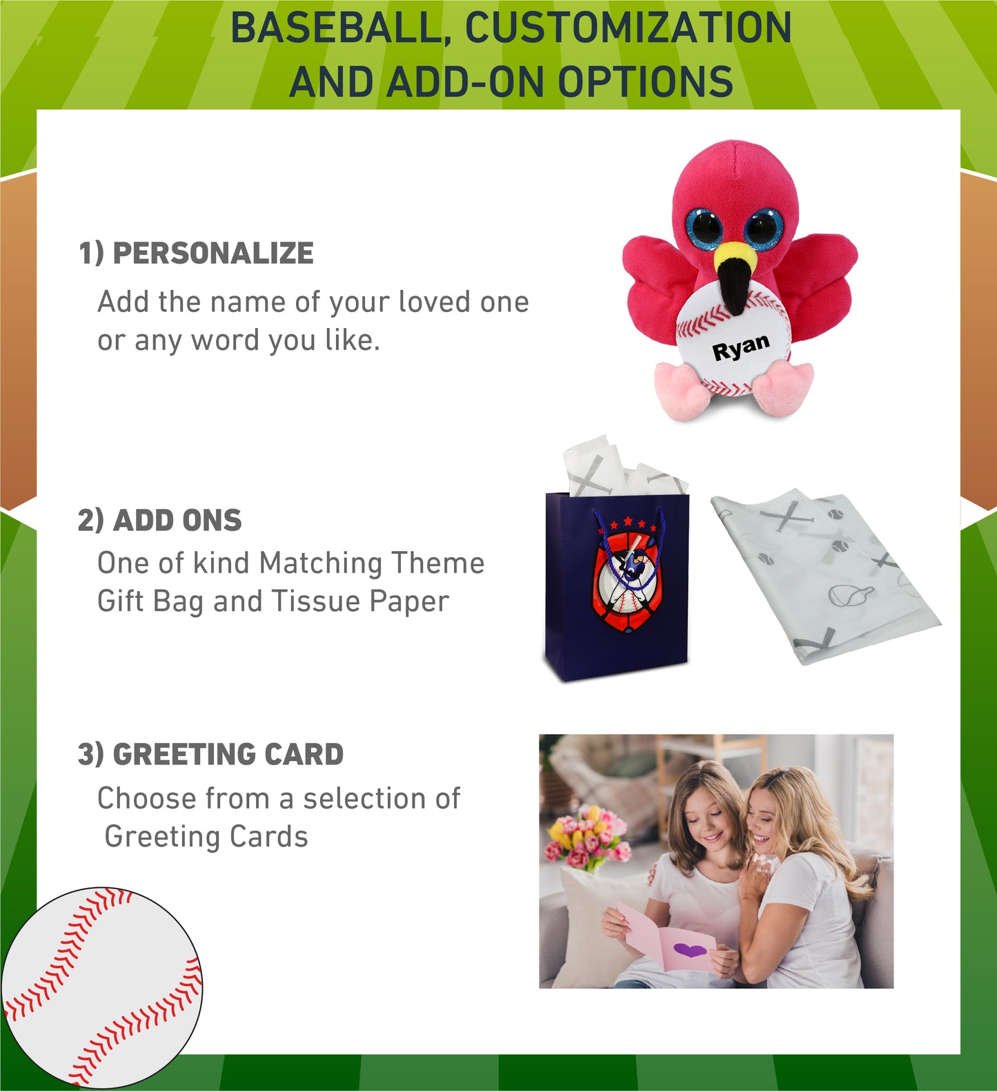 BIG EYE PLUSH - FLAMINGO WITH BASEBALL PLUSH