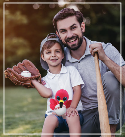 BIG EYE PLUSH - FLAMINGO WITH BASEBALL PLUSH