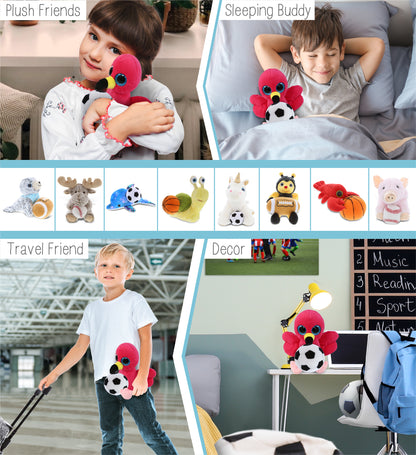 BIG EYE PLUSH - FLAMINGO WITH SOCCER PLUSH