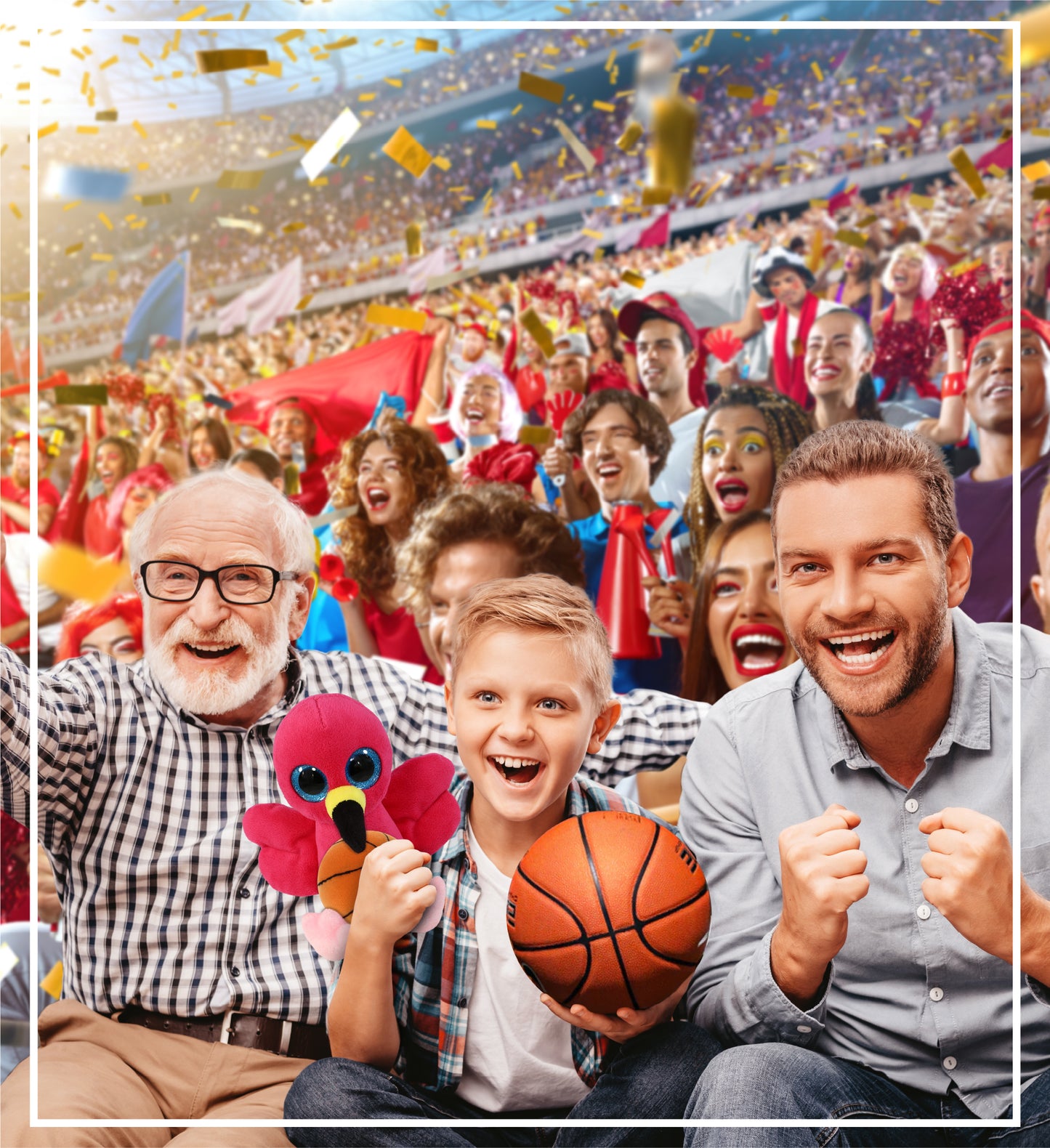 BIG EYE PLUSH - FLAMINGO WITH BASKETBALL PLUSH