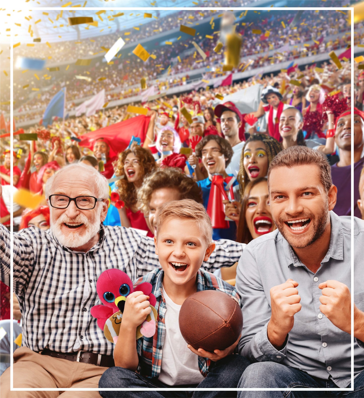 BIG EYE PLUSH - FLAMINGO WITH FOOTBALL PLUSH